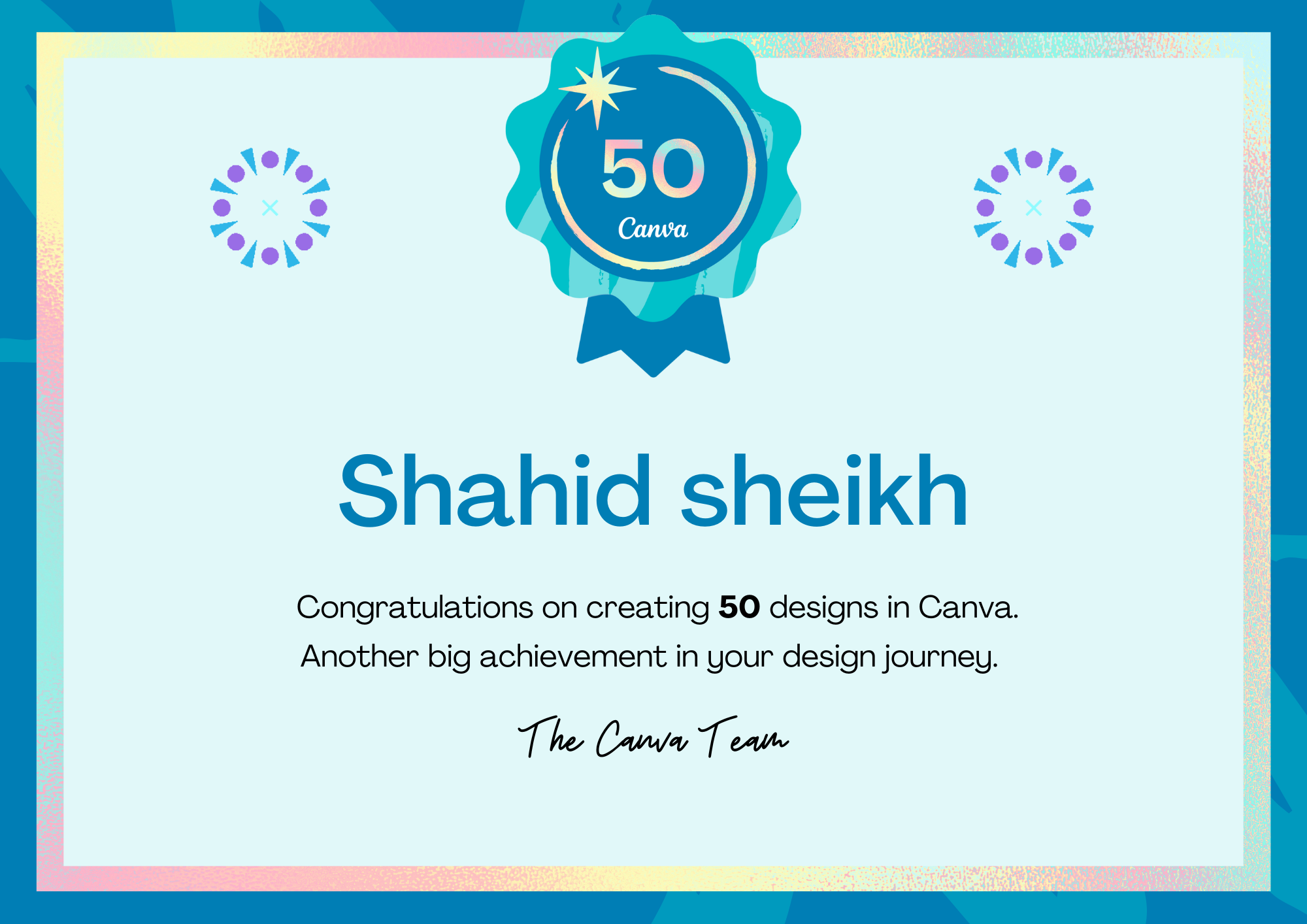 Canva 50 Design Milestone Badge