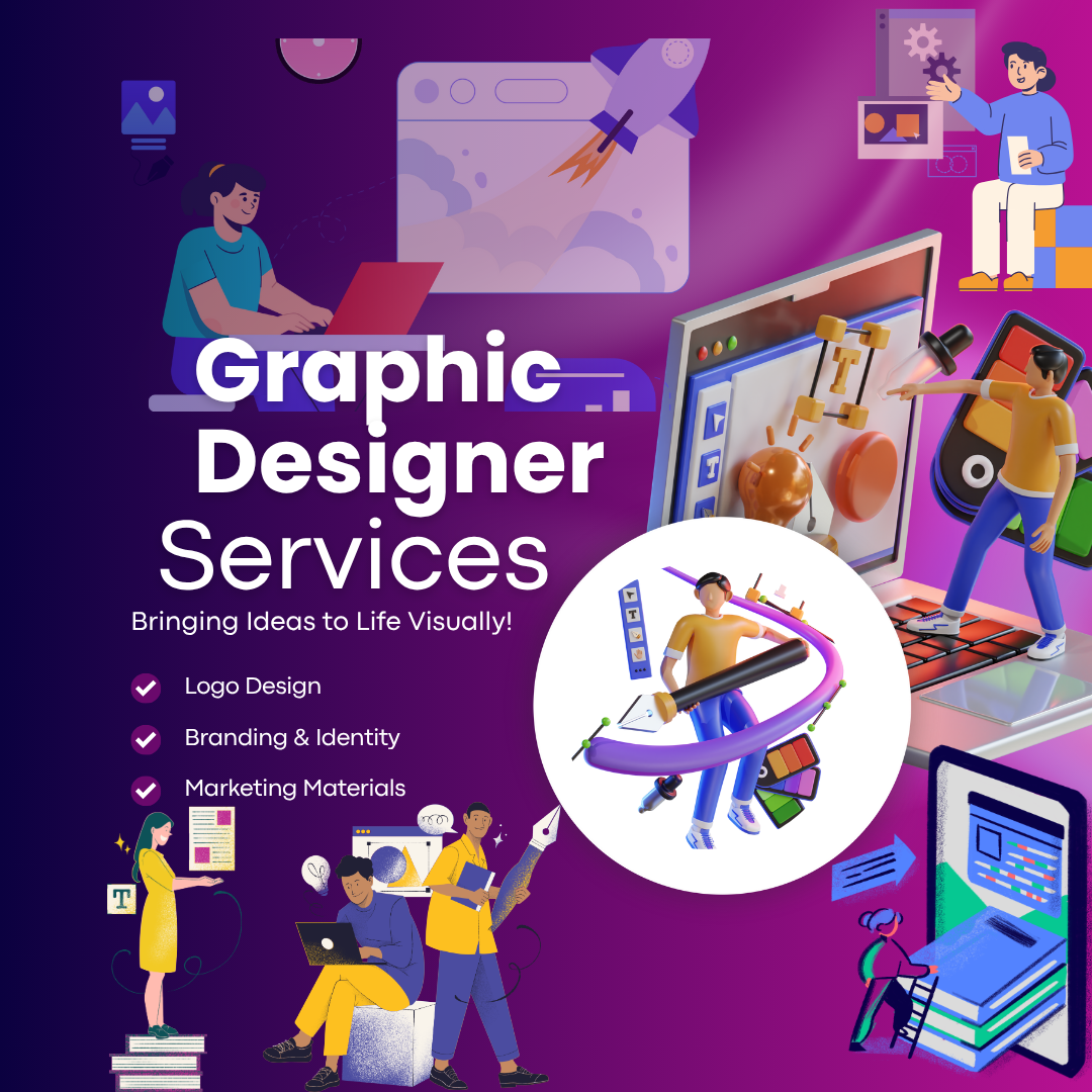 Purple Modern Gradient Graphic Designer Services Facebook Post